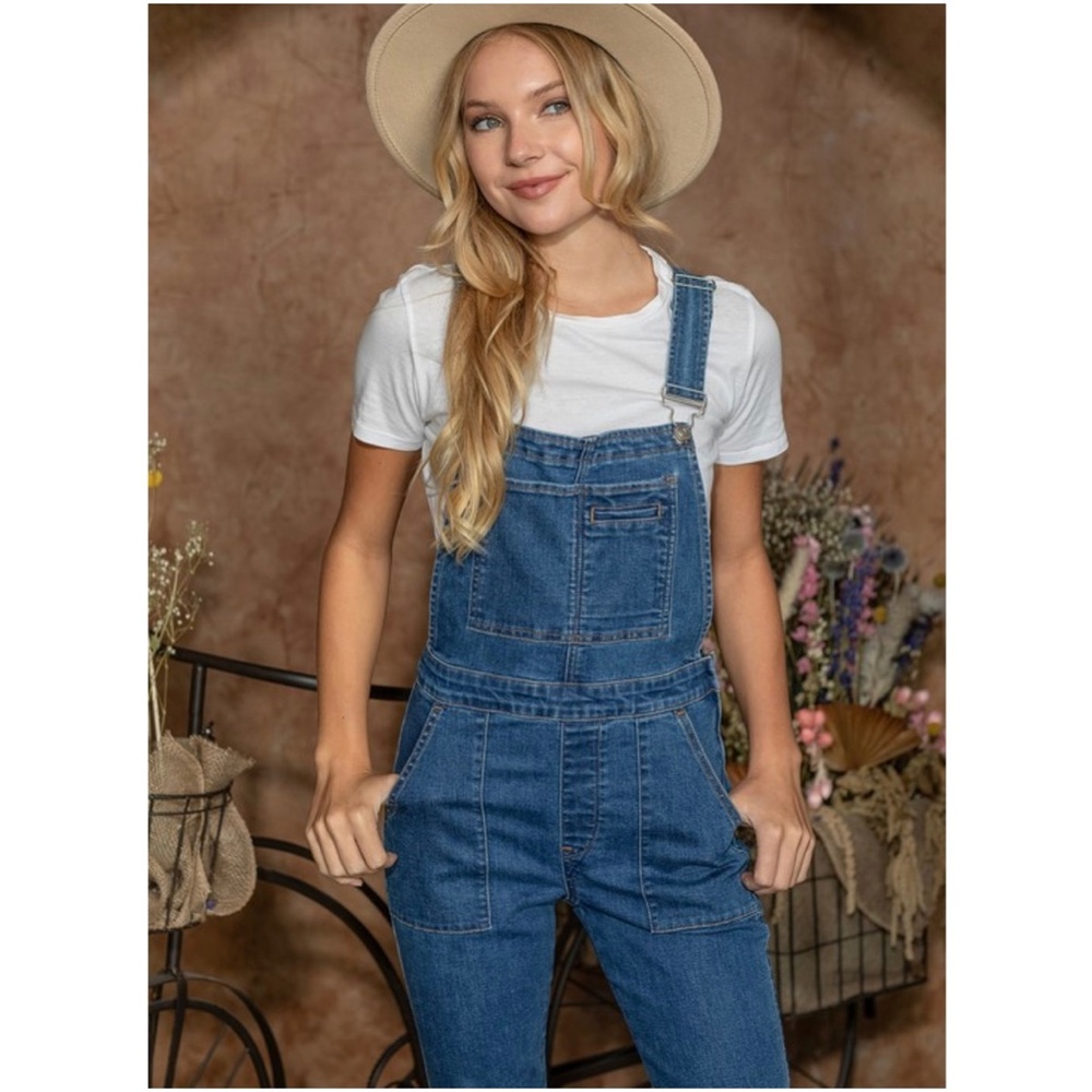 Boho Denim Vintage Style Flared Bell Bottom Wide Leg Overalls - Picture 8 of 8